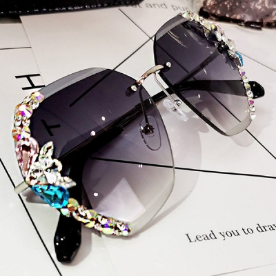 Picture of Korean Version anti-UV Stone fashion Sunglass For Women (Purple,Gold)