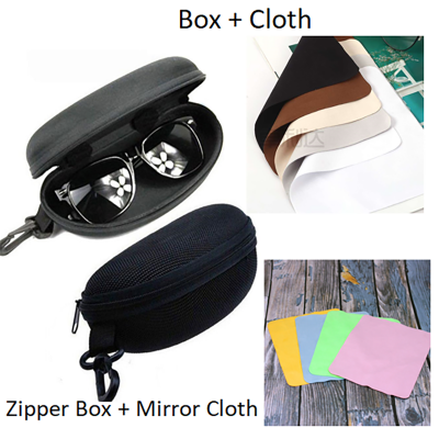 Picture of Carry Sunglass Box Hard Zipper Travel Pack Pouch Case Cover+Mirror Cloth (Black)