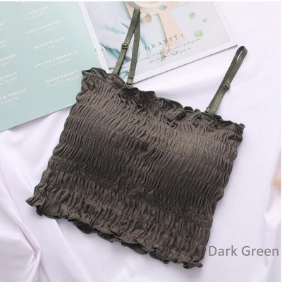 Picture of Ladies crop top T-shirt, Women mock neck tops. sexy bra ladies underwear women (Dark Green,One size fits all)