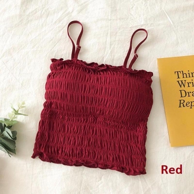 Picture of Ladies crop top T-shirt, Women mock neck tops. sexy bra ladies underwear women (Red,One size fits all)