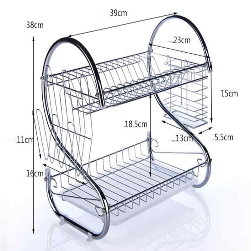 Picture of 2-Layer Dish Drainer Rack Stainless Steel (Silver)