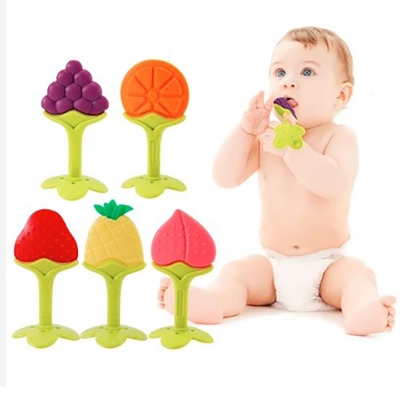 Picture of Food grade Silicone Baby Teether Chew Tooth Toys Newborn  Silicone Fruit Teether  for Baby (Multicolor)
