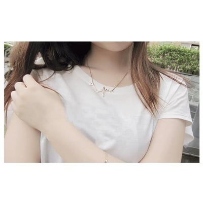 Picture of ECG Heart Beat Jewelry Necklace (Silver,Adjustable)