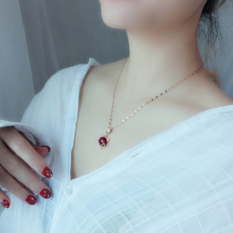 Picture of Fox Eye luxury Clavicle Chain Design Lucky Neckless for Stylish Girls or Women (Rose Gold)