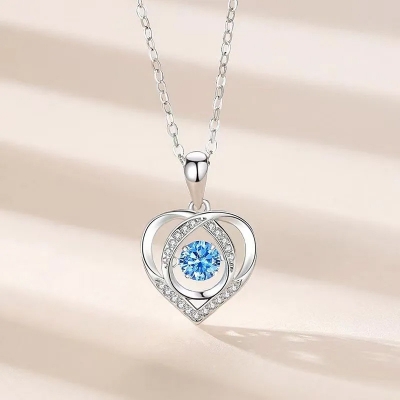 Picture of Heart Beat Blue 925 Silver Neckless for Stylish Girls or Women (Silver)