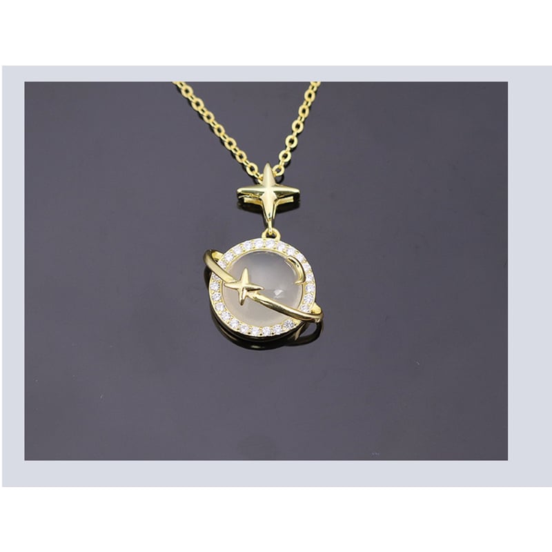 Picture of Cat Eye Planets Stylish Neckless for Girls or Women (Gold)