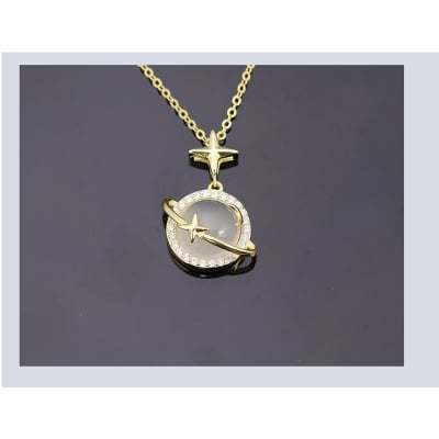 Picture of Cat Eye Planets Stylish Neckless for Girls or Women (Gold)