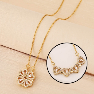 Picture of Clavicle Chain Design Lucky Neckless for Stylish Girls or Women (Gold)