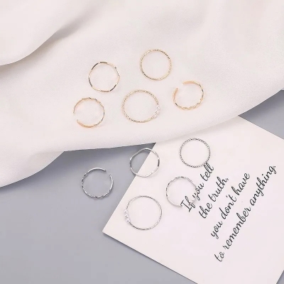 Picture of Finger Rings Set 5 PCS (Silver,Adjustable)