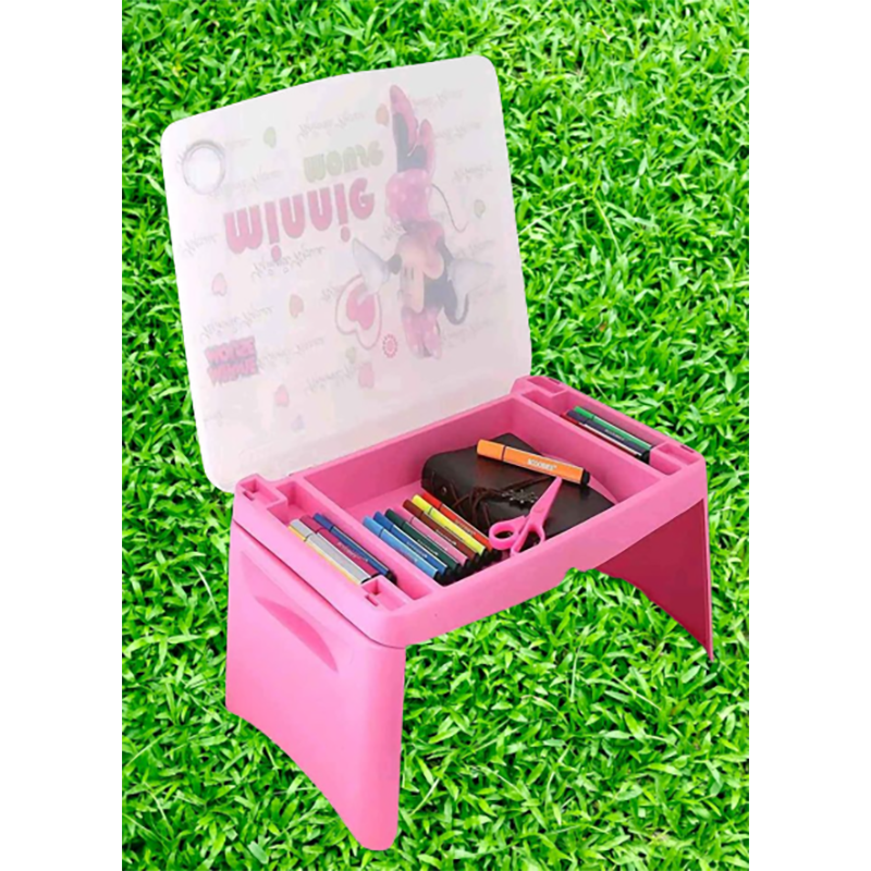Picture of Kids Portable  Bag Cum Desk / Storage Box / Writing Table / Study Table / Baby Snack Table / Portable Folding Desk Table (Pink)