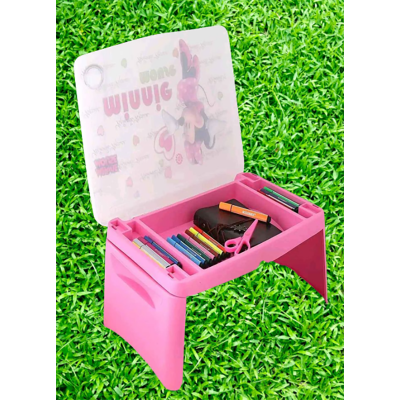 Picture of Kids Portable  Bag Cum Desk / Storage Box / Writing Table / Study Table / Baby Snack Table / Portable Folding Desk Table (Pink)
