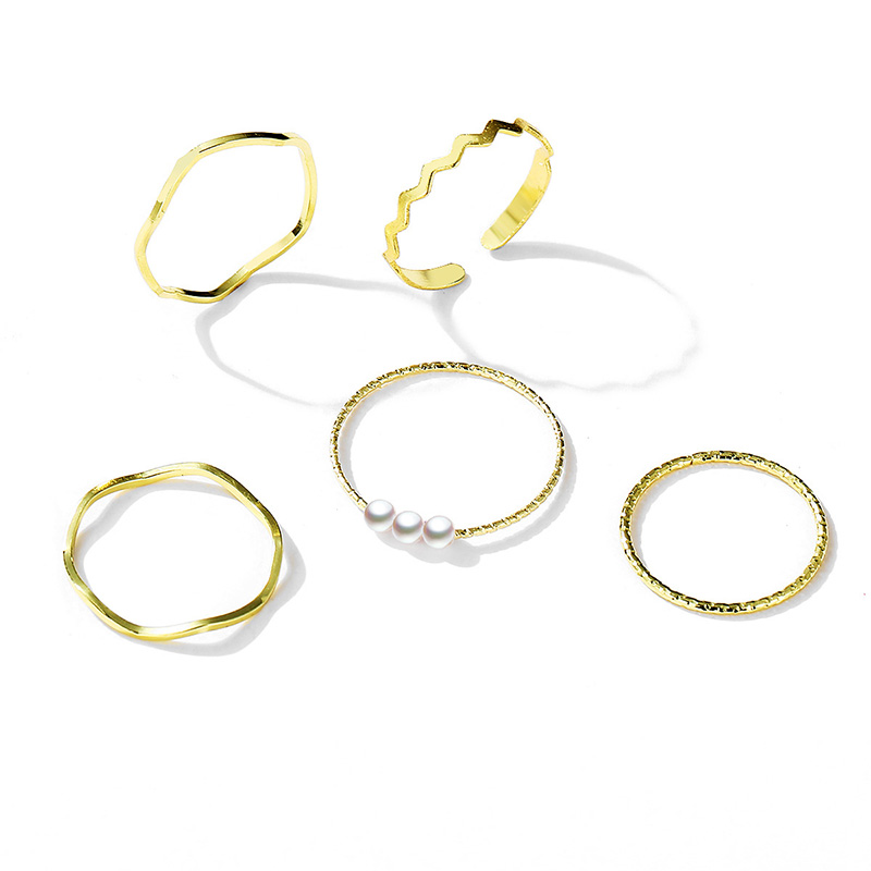 Picture of 5Pcs Rings Set For Women Finger Ring (Gold,Adjustable)