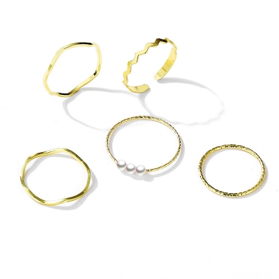 Picture of 5Pcs Rings Set For Women Finger Ring (Gold,Adjustable)