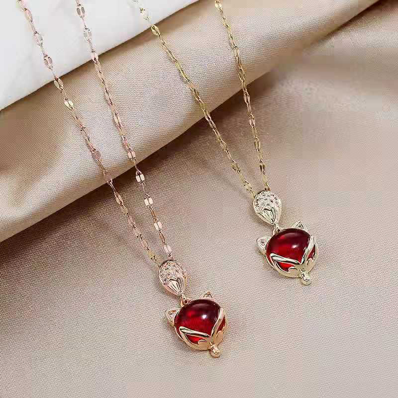 Picture of Fox Eye Real Gold Plating luxury  Design Lucky Neckless (Gold,Adjustable)