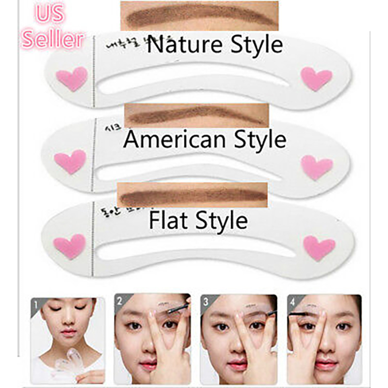 Picture of 15-Pcs/5-Set- Template Eyebrow Drawing Card Grooming Shaping Assistant Brow Make Up Transparent (Multicolor)