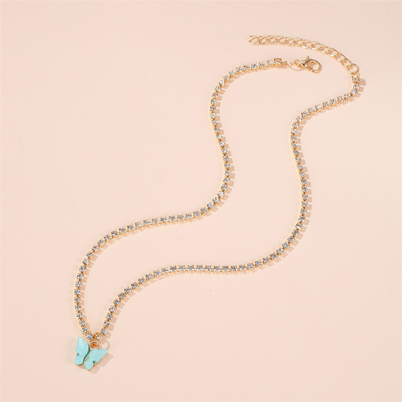 Picture of Butterfly necklace Choker clavicle chain necklace (Pink,Adjustable)
