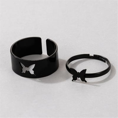 Picture of Punk Simple Hollow Butterfly Open Rings Girl Accessories New (Black,Adjustable)