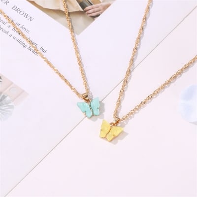 Picture of Trendy Butterfly Chain Pendant Necklaces for Women New Collection - Necklace for Girls Simple Fashion (Purple,Adjustable)