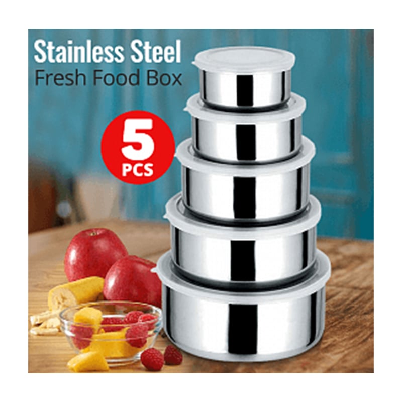 Picture of 5 Pcs Multifunctional Stainless Steel Protect Fresh Box (Silver)