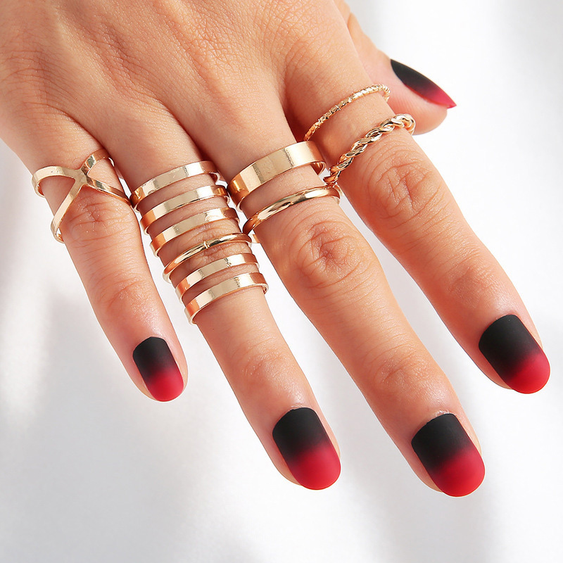 Picture of Finger Ring Set Fashionable  Rings for women's fashion-8 Pcs Set (Gold,Adjustable)