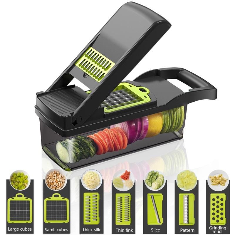 Picture of Multi-function Plastic Slicer Upgraded 7 Blades 6 in One  Mandoline Slicer Manual Vegetable Slicer Salad Maker Potato Onion Carrot Cutter (Multicolor)