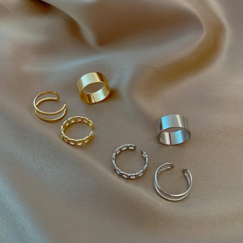 Picture of 3 pcs Rings Set Women Ring Finger Ring Ladies Girls couple rings ear rings Female Rings For Women Finger Ring For Women Rings Women fashion (Silver,Adjustable)