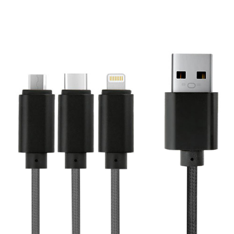 Picture of 3 in 1 USB Cable Mobile Phone charging cable (Black)