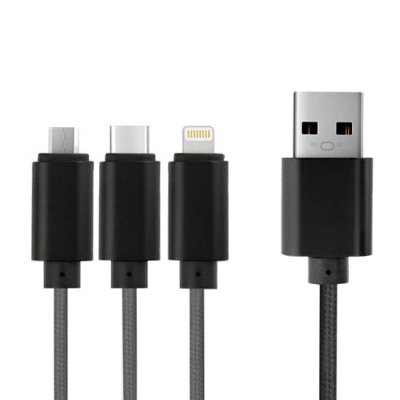 Picture of 3 in 1 USB Cable Mobile Phone charging cable (Black)