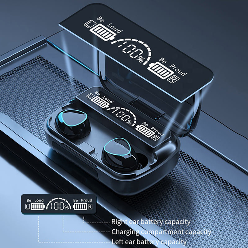 Picture of M10 TWS Wireless Earphone Touch Bluetooth Earplugs In The Ear Stereo Sport Headsets CVC8.0 Noise Reduction Headphones with Digital display black Good effect and easy to use (Black)