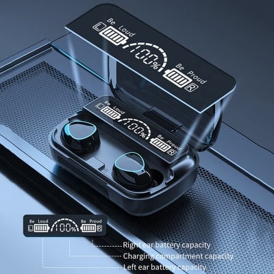 Picture of M10 TWS Wireless Earphone Touch Bluetooth Earplugs In The Ear Stereo Sport Headsets CVC8.0 Noise Reduction Headphones with Digital display black Good effect and easy to use (Black)