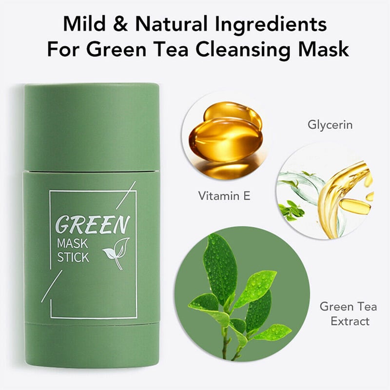 Picture of Green-Tea-Mask Stick Nourish Skin Organic Clay Mask Stick Oil Control Moisturizinge Brighteninge Detoxifying Acne Remover - Face Mask (Face,Others)