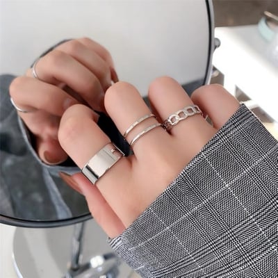 Picture of Minimalist 3pcs set Rings For Women Rings For Women Finger Ring For Women Girls Ladies Female Ornament Jewelry Jewellery ladies bag womens bag dress makeup watch couple rings ear rings Latest Collection Womens Fashion Jewellery Rings For Girls (Silver,Adjustable)