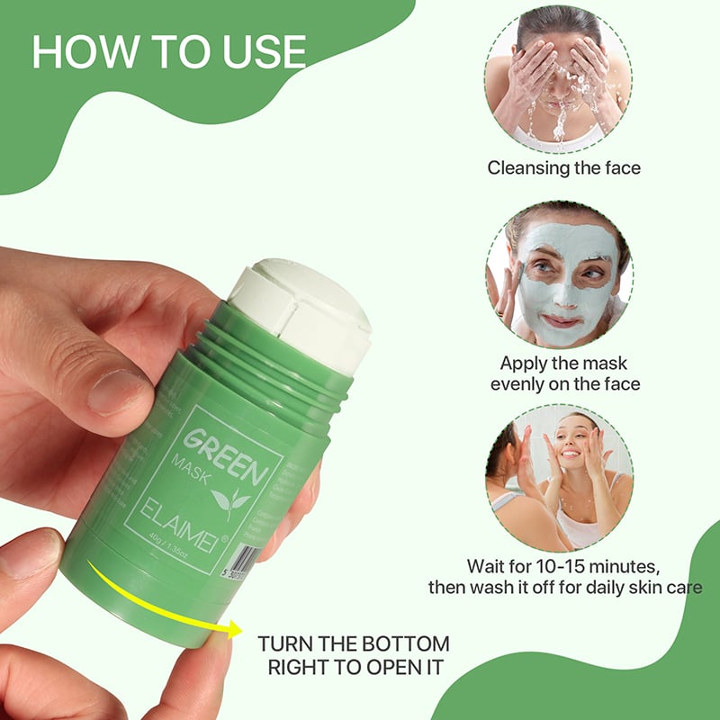 Picture of MELAO Green-Tea-Mask Stick Nourish Skin Organic Clay Mask Stick Oil Control Moisturizinge Brighteninge Detoxifying Acne Remover (Face,Others)