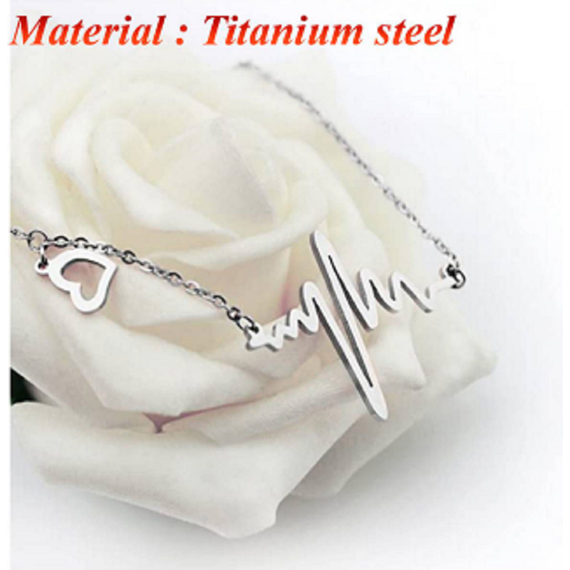 Picture of Exclusive Heart beat ECG Alloy Necklace for Women (Silver,Adjustable)