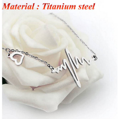 Picture of Exclusive Heart beat ECG Alloy Necklace for Women (Silver,Adjustable)