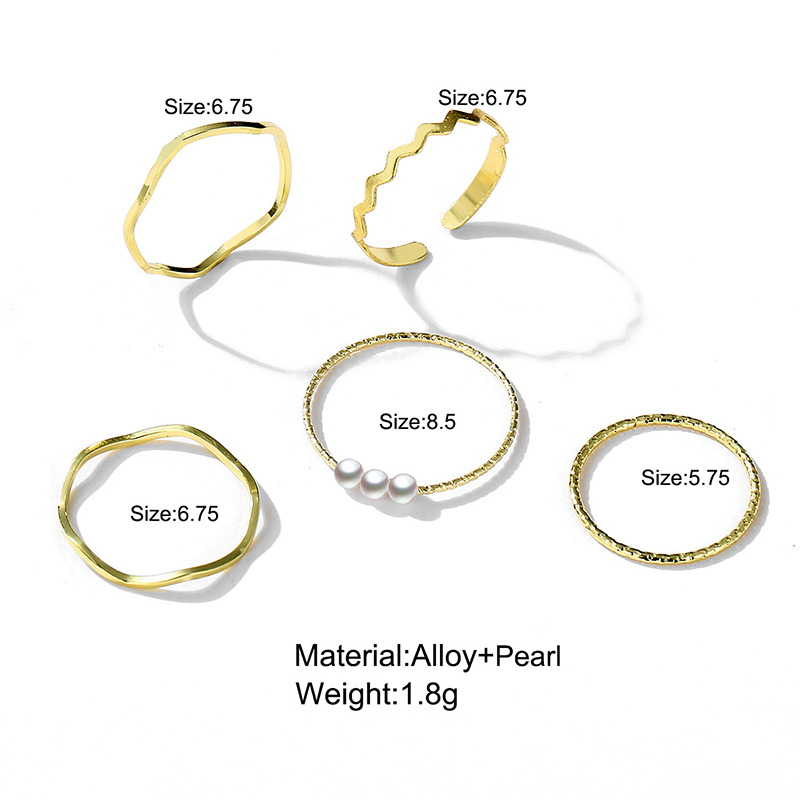 Picture of 5Pcs Rings Set For Women Finger Ring (Gold,Adjustable)
