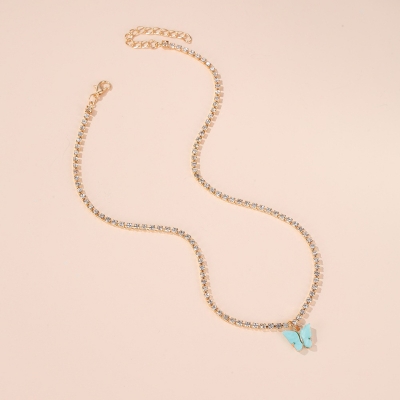 Picture of Butterfly Chain Pendant Necklace For Women (Pink,Adjustable)