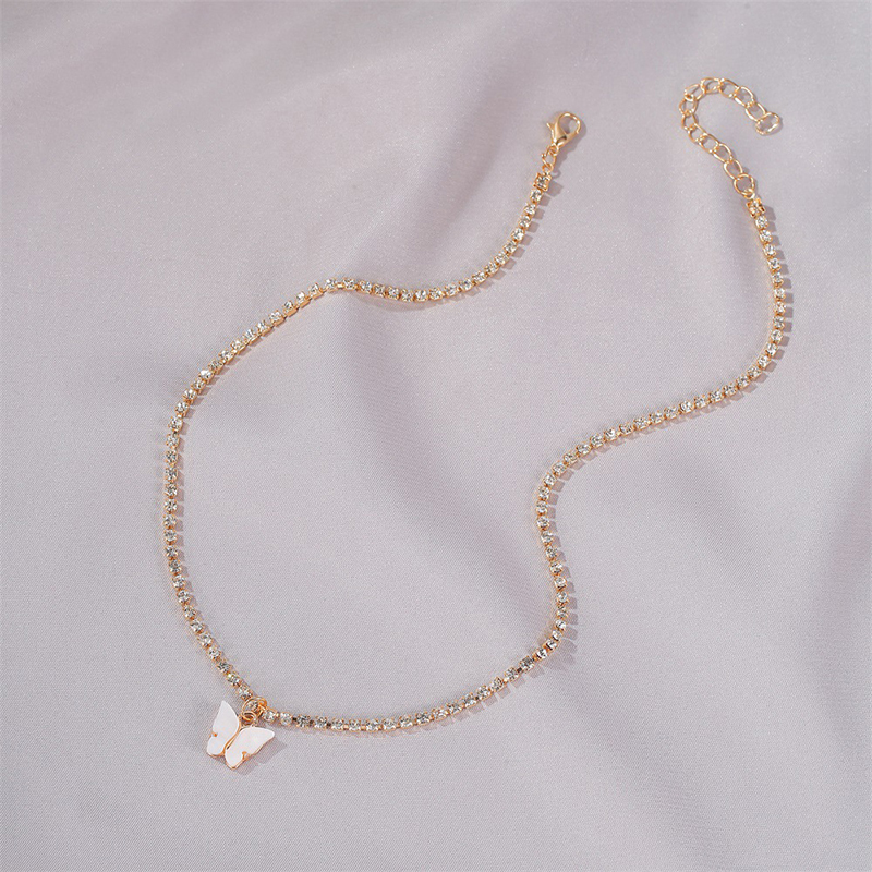 Picture of Butterfly necklace Choker clavicle chain necklace (White,Adjustable)