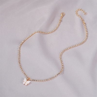 Picture of Butterfly necklace Choker clavicle chain necklace (White,Adjustable)