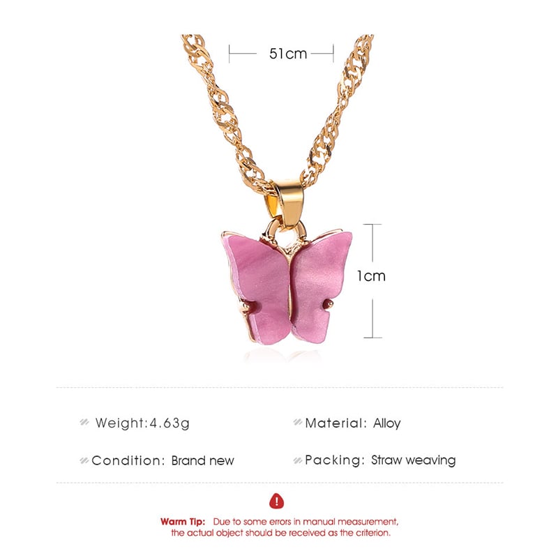 Picture of Trendy Butterfly Chain Pendant Necklaces for Women New Collection - Necklace for Girls Simple Fashion (Purple,Adjustable)