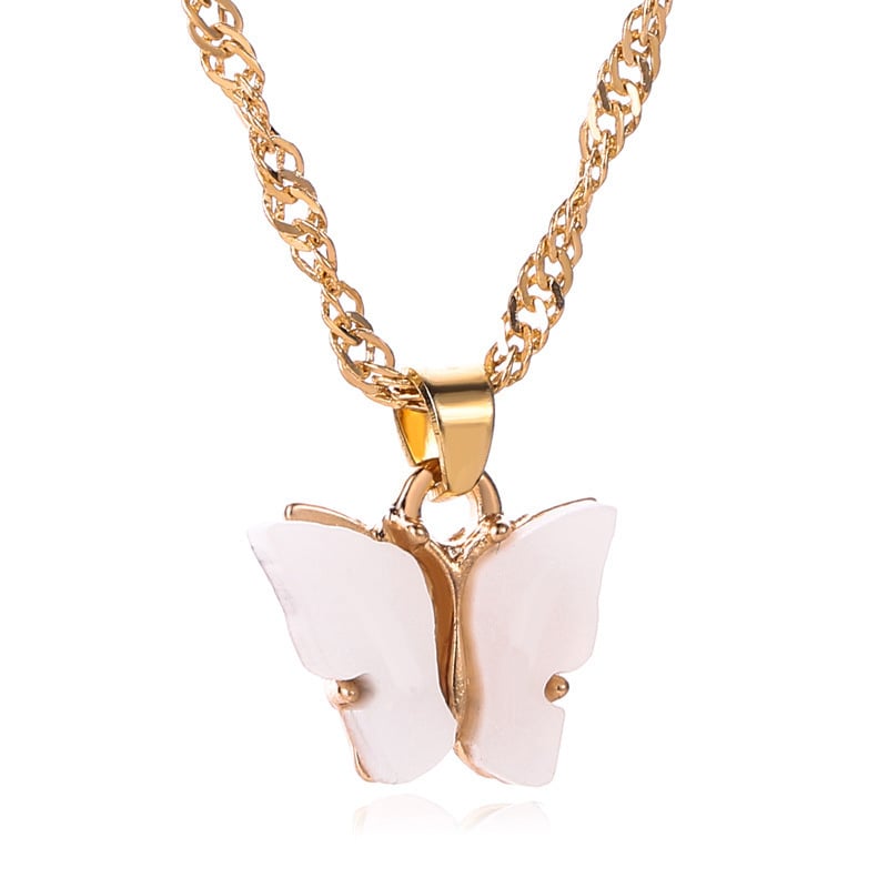 Picture of Women Necklace Creative All-match Women Jewelry Butterfly Pendant Clavicle Necklace for Party (White,Adjustable)