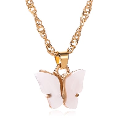 Picture of Women Necklace Creative All-match Women Jewelry Butterfly Pendant Clavicle Necklace for Party (White,Adjustable)