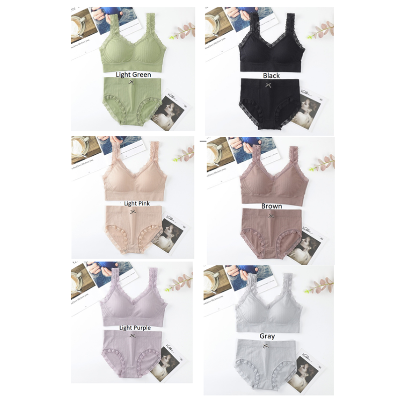 Picture of Seamless Comfy sports Bra Panty Set ,V-neck sexy bra Panty ladies underwear women (Black,One size fits all)