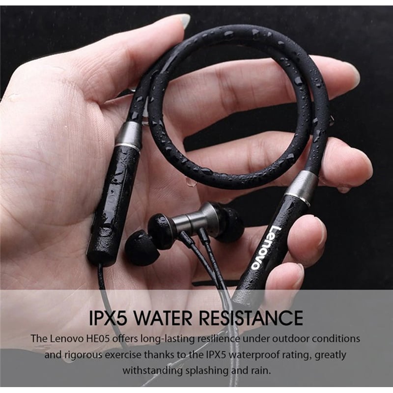 Picture of Lenovo HE05 Bluetooth 5.0 Magnetic Neckband Earphones (Black)