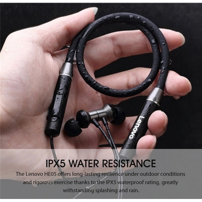 Picture of Lenovo HE05 Bluetooth 5.0 Magnetic Neckband Earphones (Black)
