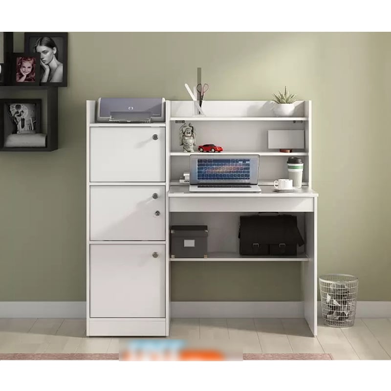 Picture of Furniture Express Modern Reading Table/Study Desk/Laptop Desk With Three Large Storage And Lock - Organize Your Workstation Effectively-h52 w42 d18 inch