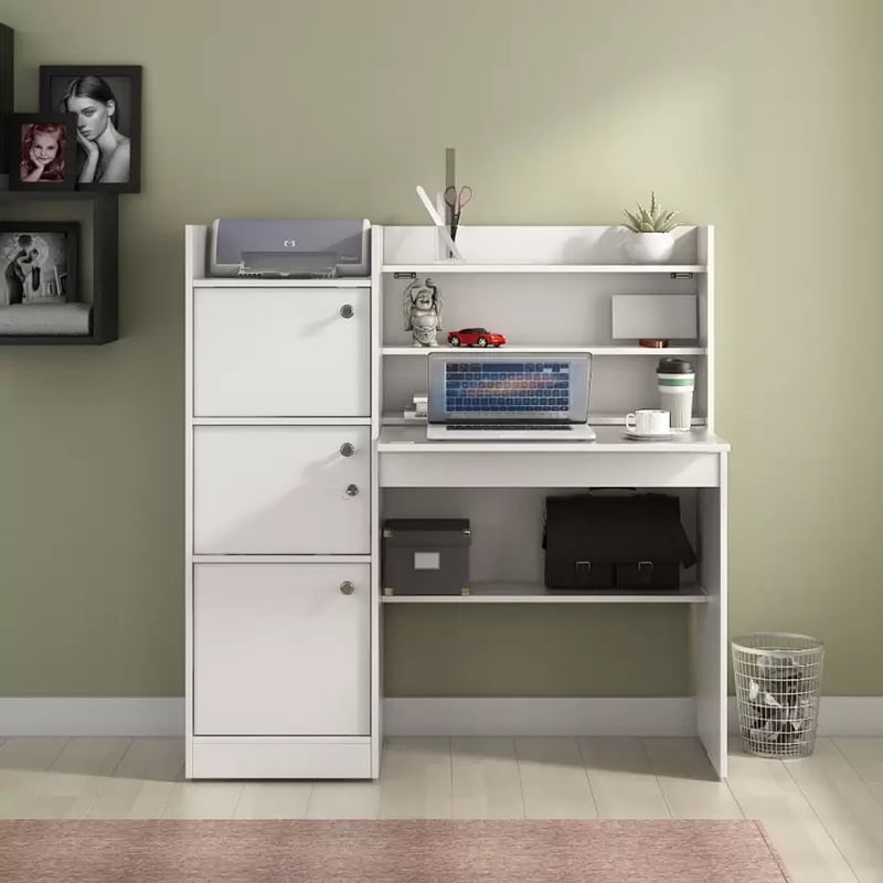 Picture of Furniture Express Modern Reading Table/Study Desk/Laptop Desk With Three Large Storage And Lock - Organize Your Workstation Effectively-h52 w42 d18 inch
