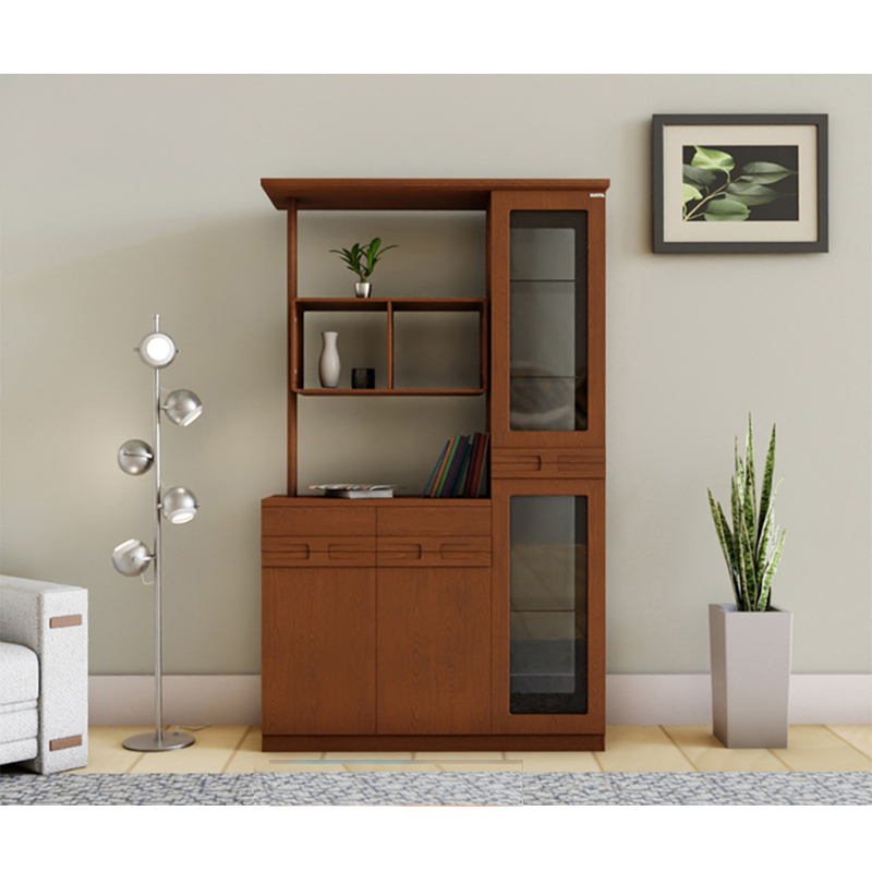 Picture of Furniture Express Modern Open Shelves Storage with Double Cabinet Drawers | Premium Design & Quality by Best Quality Furniture - Minimalistic Sophistication-h48 w24 d12 inch