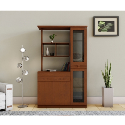 Picture of Furniture Express Modern Open Shelves Storage with Double Cabinet Drawers | Premium Design & Quality by Best Quality Furniture - Minimalistic Sophistication-h48 w24 d12 inch