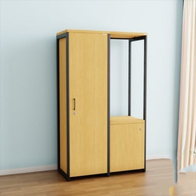 Picture of Furniture Express Newfangled - Single Door Wardrobe with Large Cabinet & Cloth Stand by Best Quality Furniture - Furniture & Decor - Modern and Trendy